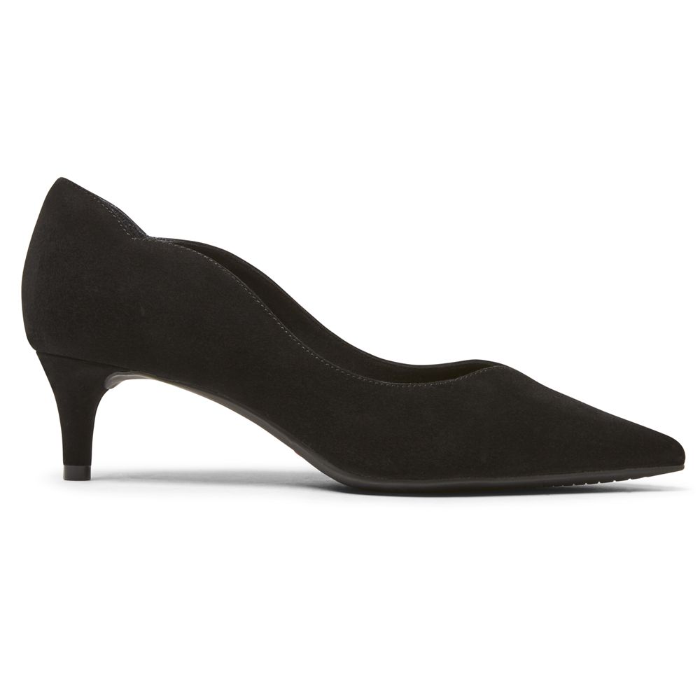 Rockport Women's Total Motion Noelle Scalloped-Back Heel Pumps - Black - USA (8637BAXMT)